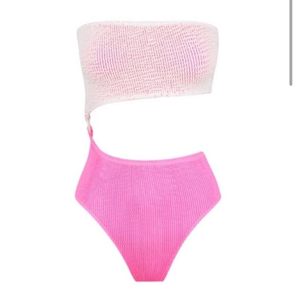 NWT Free People Cleonie Swell Maillot Monokini Swimsuit in Sherbet Musk One Size - Picture 2 of 9